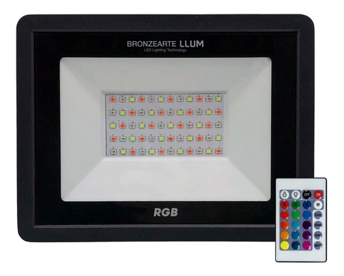 Refletor Led Deep Fit Ip65 Rgb 50W Bivolt 20X16 Preto Llum Bronzearte