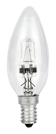 Lampada Halógena C34 E14 540 Lumens 3000K Branco Quente 42W Bivolt  Llum Bronzearte