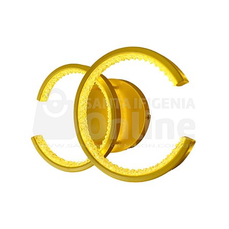 Luminaria Plafon D300Mm Aco Com Acrilico Dourado Led 28W 3200K