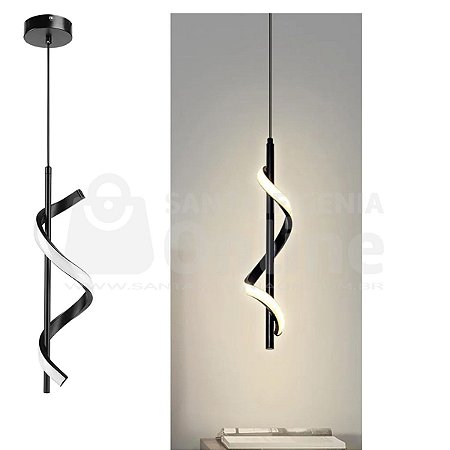 Pendente Aluminio Com Borracha D120Mm Led 3500K 16W Cabo 2M Preto