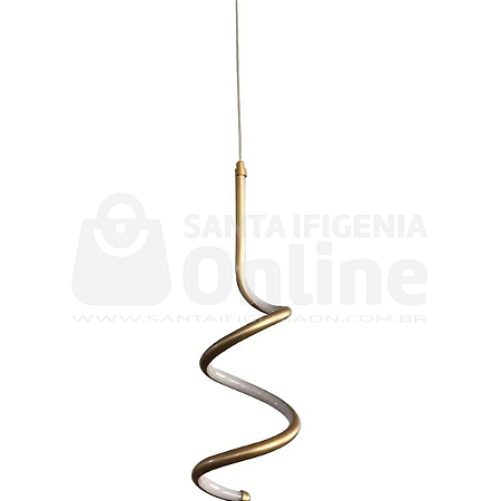 Pendente De Led 3200K 10W Dourado Cabo 2M D150*H500Mm Aluminio Com Borracha