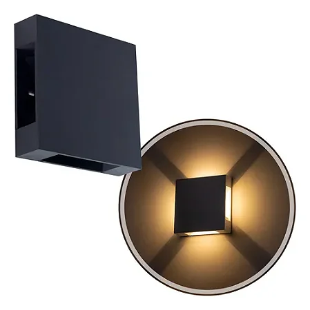 Arandela Led Trevo 4 Fachos Ajustáveis 4w Branco Quente Preta IP65