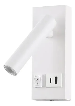LUMINARIA DE PAREDE LED COM INTERRUPTOR USB+TIPO C BPLI-2W/AU BR/BQ