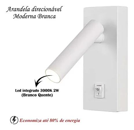 LUMINARIA DE PAREDE LED COM INTERRUPTOR BPLI-2W/A BR/BQ