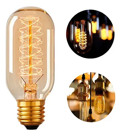 Lampada Retro Vintage T45 40W Filamento De Carbono  E27