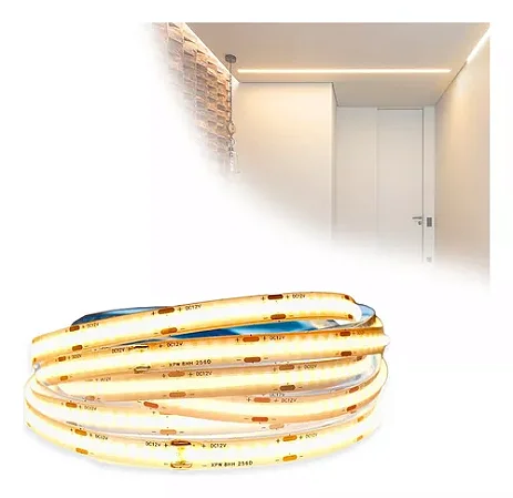 FITA LED COB 127V-2835 320 led/M Ip44 10M Branco Quente 3000K