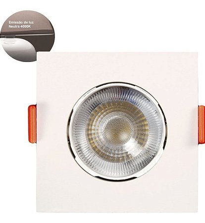 Spot Easy Led Embutir Quadrado 240 Lúmens 3W Bivolt 7,5Cm Branco Llum Bronzearte - Branco Neutro