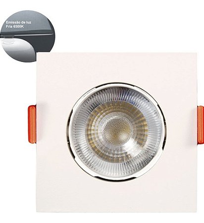 Spot Easy Led Embutir Quadrado 240 Lúmens 3W Bivolt 7,5Cm Branco Llum Bronzearte - Branco Frio