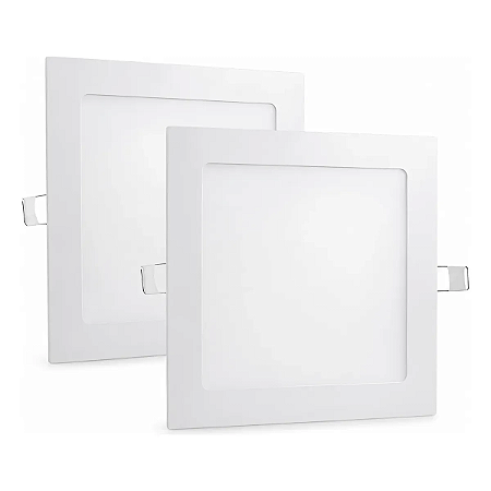 Painel LED Embutir Quadrado 18W Branco Frio 6500K 1450 Lumens Bivolt Kastello