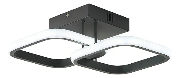 Plafon LED Selene Quadrado 20W 1400 Lumens 3 Cores 3000K 4000K 6000K Preto Nitrolux