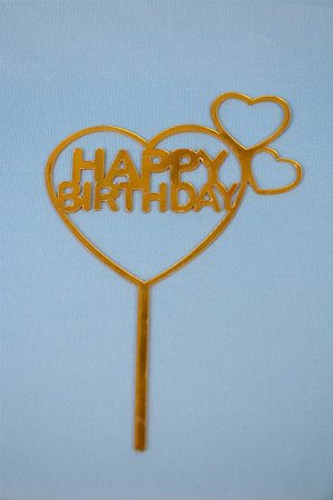 Topo de Bolo Pequeno Happy Birthday Dourado Modelo 9
