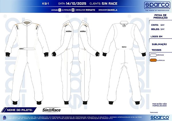 SEU MACACÃO DE KART PERSONALIZADO - SPARCO