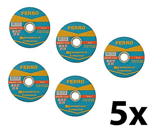 Kit 5 Discos Corte Fino Ferro 114,3 mm Diametalic