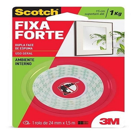 Fita Dupla Face Fixa Forte De Espuma 24mm X 1,5m Scotch