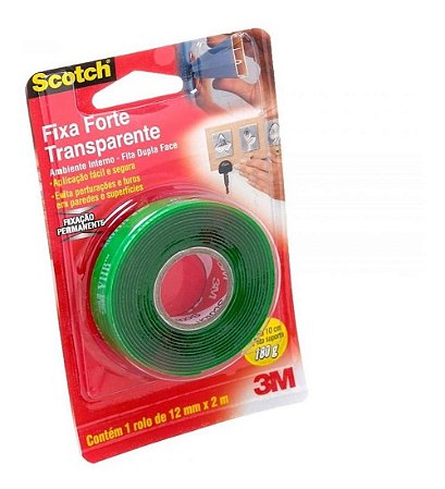 Fita Dupla Face Transparente Fixa Forte 12mm X 2m Scotch 3 M
