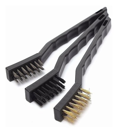 Jogo De 3 Escovas Aço Inox, Nylon E Latão