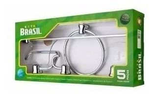 Kit Banheiro Abs Cromado 5 Peças Brasil