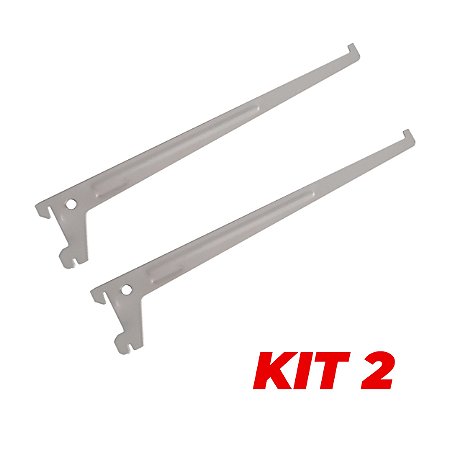 Kit 2 Suporte Para Trilho Simples Prateleira Branco 30cm