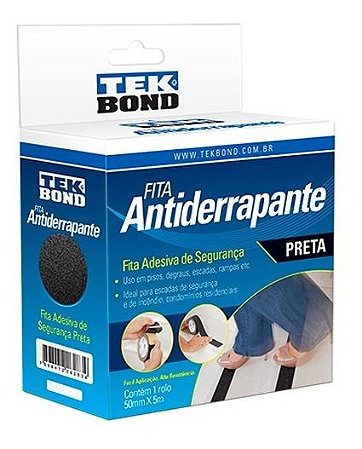 Fita Adesiva Antiderrapante Preta 50mm X 5m Tekbond