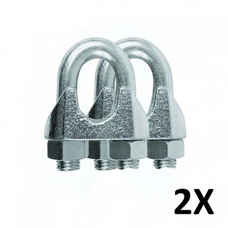 Kit 2 Clips Grampado para Cabo de Aço 10mm 3/8''
