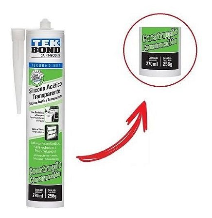 Silicone Acético Transparente 256g Tekbond