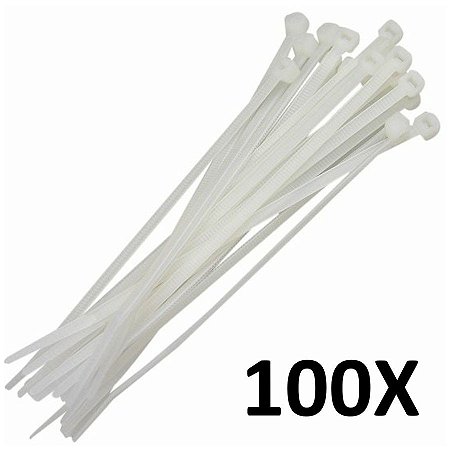 Kit 100 Abraçadeira Nylon Enforca Gato Branca 3,6mmx100mm