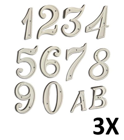 Kit 3 Números Residenciais 0 ao 9 Branco Mill