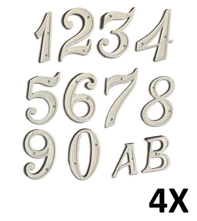Kit 4 Números Residenciais 0 ao 9 Branco Mill