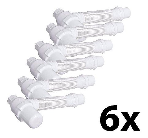Kit 6 Sifão Copo Sanfonado P/ Pias/lavatórios/tanques Astra