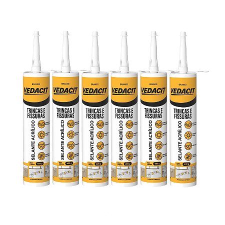 Kit 6 Selante Acrílico P/ Trincas Fechatrinca Fissura 400g