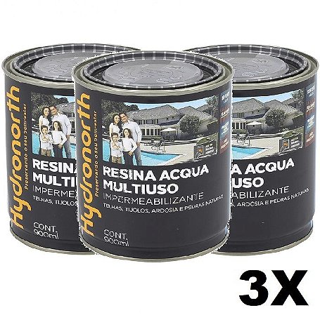 Kit 3 Resina Acrílica Acqua Incolor 900ml Hydronorth