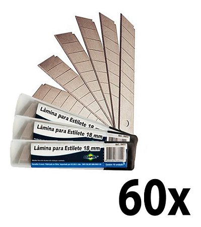 Kit 60 (6pct) Lâmina P/ Estilete 18mm Brasfort