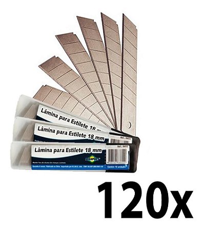 Kit 120 (12pct) Lâmina P/ Estilete 18mm Brasfort