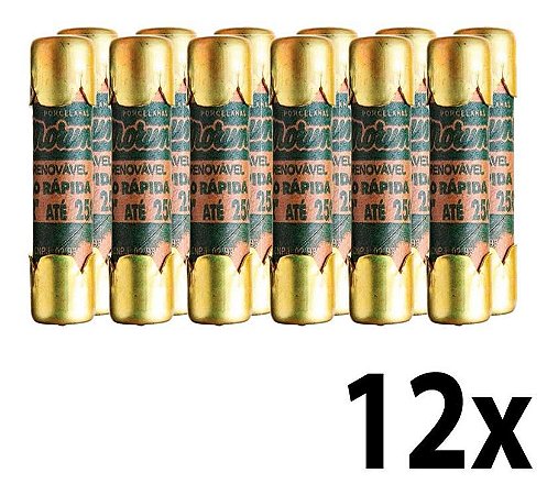 Kit 12 Fusivel Tipo Cartucho De Latão 30a /250v Porcelanas