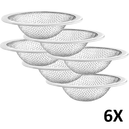 Kit 6 Ralo P/ Tanque/lavatorio/pia Medio Aço Inox Astra