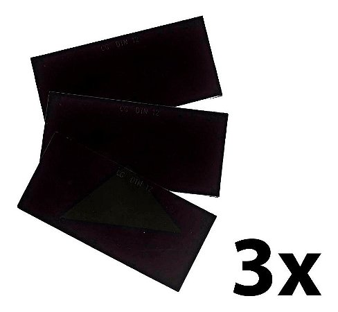 Kit 3 Vidro Escuro P/ Máscara Solda Nº12 Brasfort