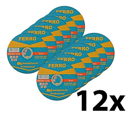 Kit 12 Disco Corte Fino Inox Ferro 114,3 mm Diametalic