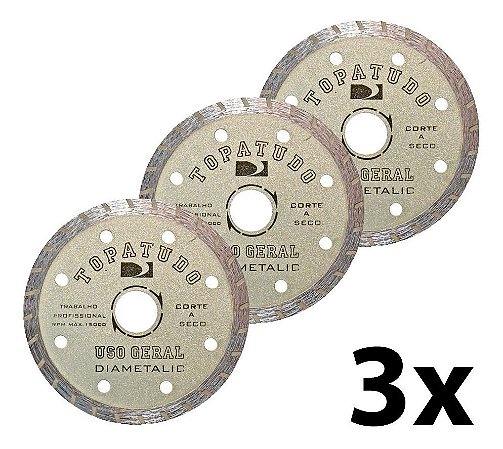 Kit 3 Disco De Corte Diamantado Turbo 110mm Topa Tudo