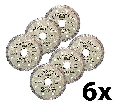 Kit 6 Disco De Corte Diamantado Turbo 110mm Topa Tudo