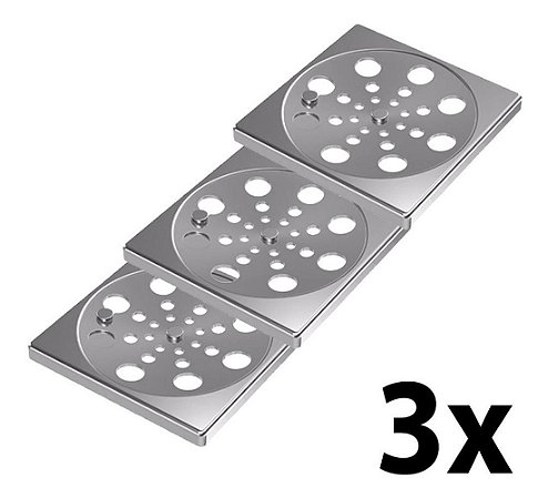 Kit 3 Grelha Quadrada Rotativa Inox 10cm Central