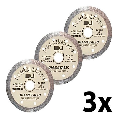 Kit 3 Discos De Corte Diamantado Porcelanato 110mm