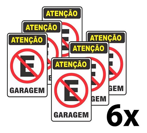 Kit 6 Placa Pvc Proibido Estacionar Garagem Auto-adesiva