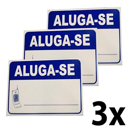 Kit 3 Placa Pvc Aluga-se Auto-adesiva Jaime