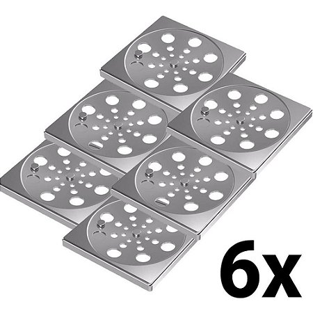 Kit 6 Grelha Quadrada Rotativa Inox 10cm Central