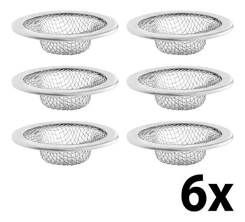 Kit 6 Ralo P/ Lavatorio/pia Pequeno Aço Inox Astra