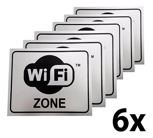 Kit 6 Placa Pvc Wifi Zone Auto-adesiva Jaime
