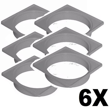 Kit 6 Porta Grelha Quadrada Cinza 100mm Tigre