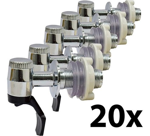 Kit 20 Torneira Para Filtro Cromada Gama