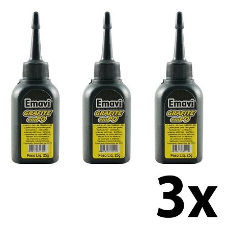 Kit 3 Grafite Em Pó Lubrificante Uso Geral 24g Emavi