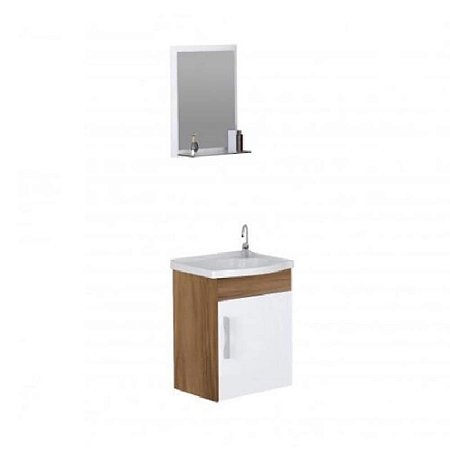 Kit Gabinete E Pia Banheiro Turim Amadeirado 39cm Rorato